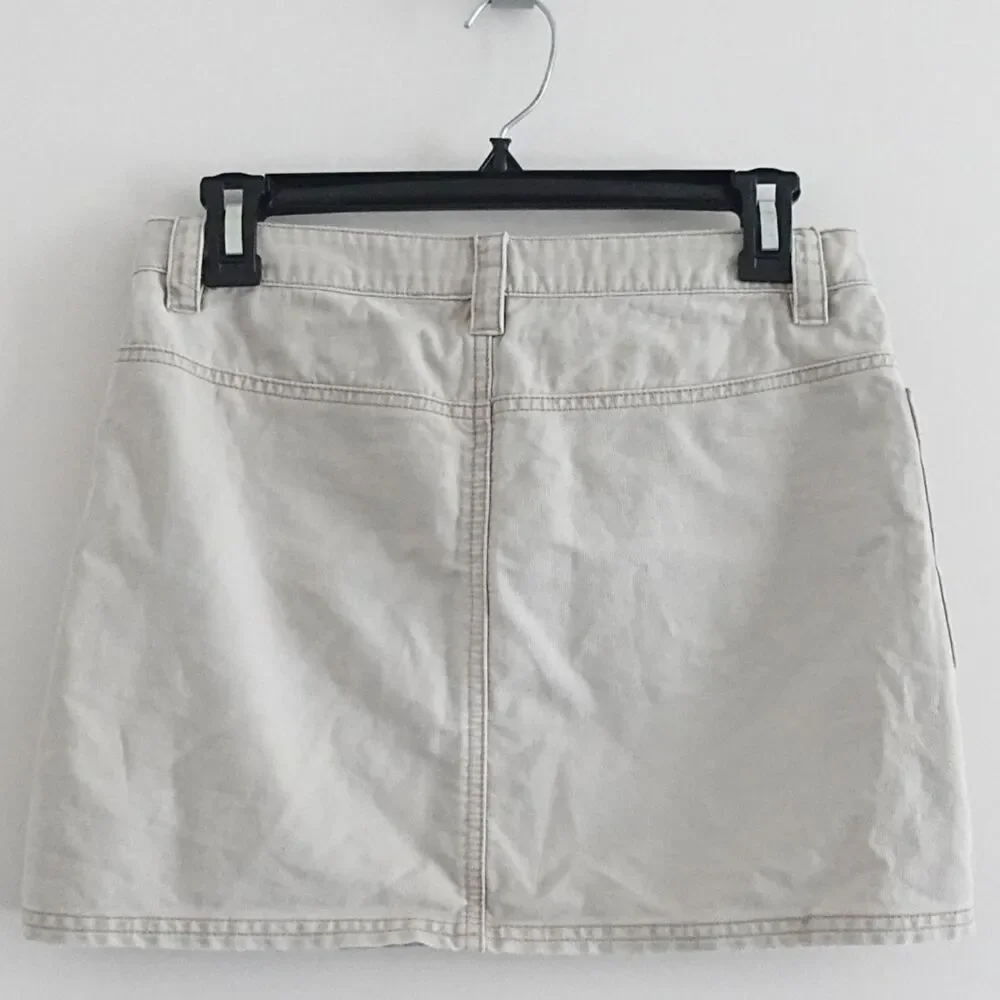 Vintage Y2K American Eagle Khaki Low Rise Lace Up Cargo Mini Skirt Size 0